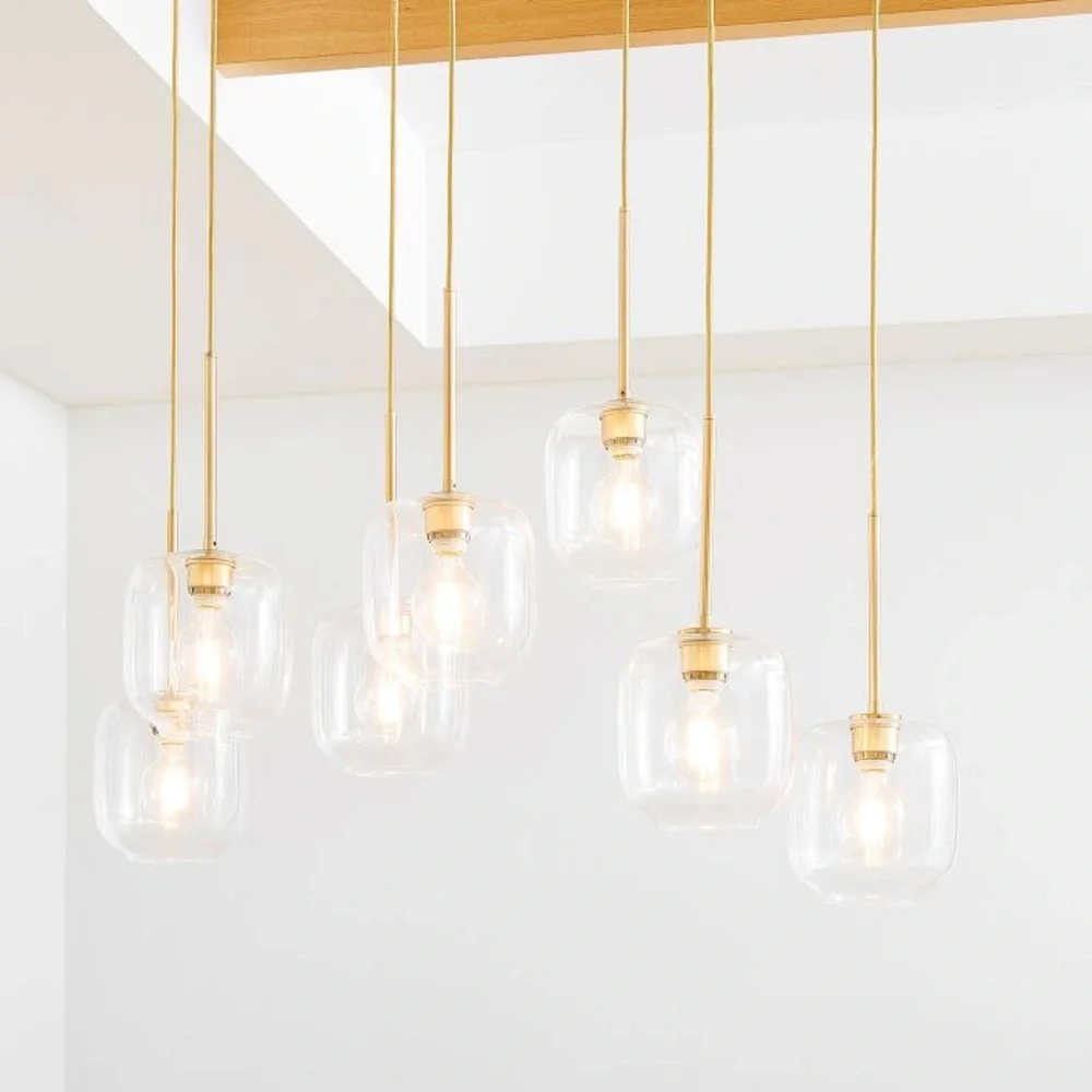 Build Your Own - Sculptural Glass 7-Light Chandelier Finishing : polished nickel